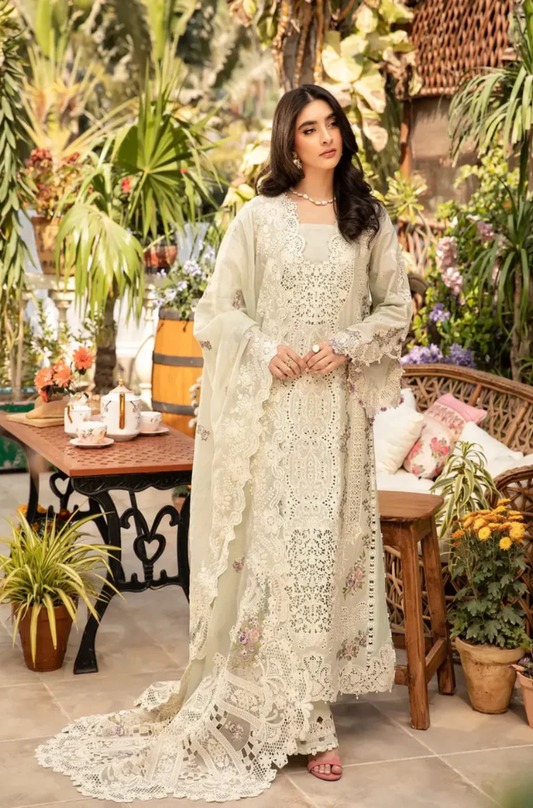 Elaf Premium - 3PC Unstitched Luxury Dhanak Chikenkari Embroidered Suit - UH289