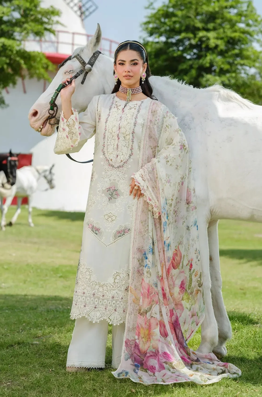 Elaf Premium - 3PC Unstitched Lawn Embroidered Suit - UA269