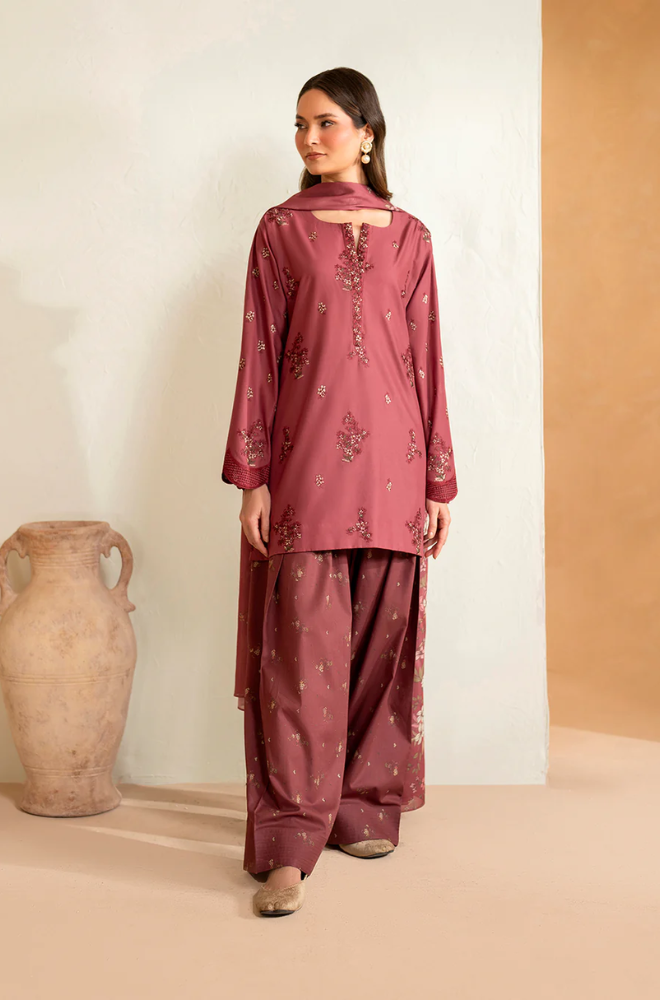 Iznik - 3PC Dhanak Embroidered Suit (Unstitched) - UH212