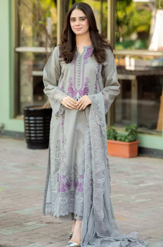 FLORENT - 3PC Unstitched Dhanak Embroidered Suit - US174