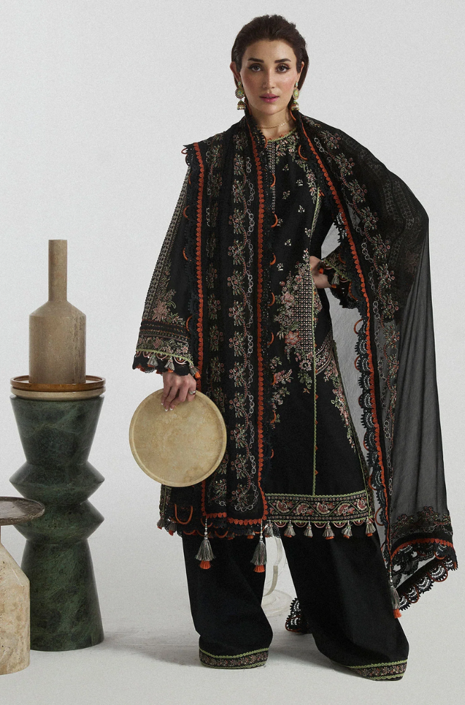 Hussain Rehar  - 3PC Unstitched Lawn Embroidered Suit - UA263