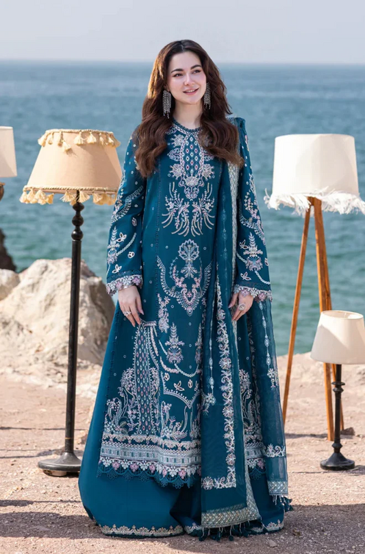 Qalamkar - 3PC Lawn ChickenKari Embroidered Suit (Unstitched) - UPFS092
