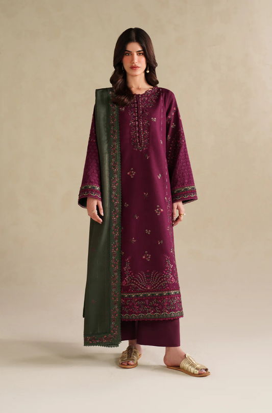 Iznik - 3PC Unstitched Lawn Embroidered Suit - UA299