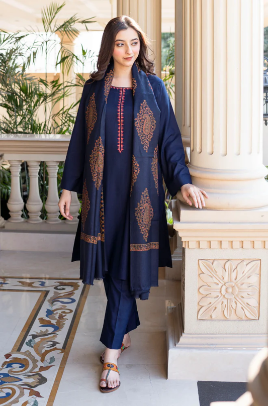 Asling - 3PC Unstitched Dhanak Embroidered Suit - UH246