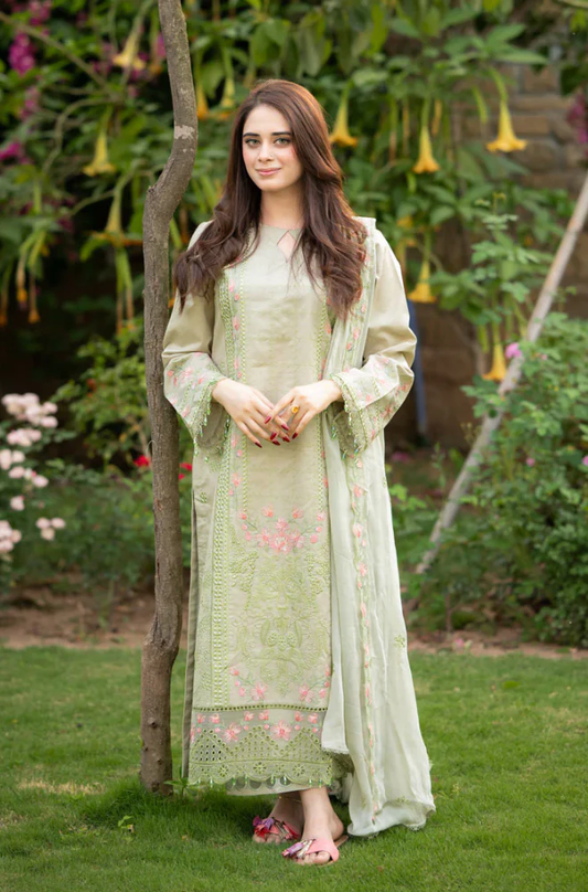 Cross stitch - 3PC Unstitched Lawn Embroidered Suit - UA281