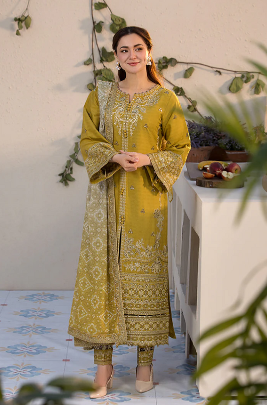 Laam - 3PC Unstitched Dhanak Embroidered Suit - US146