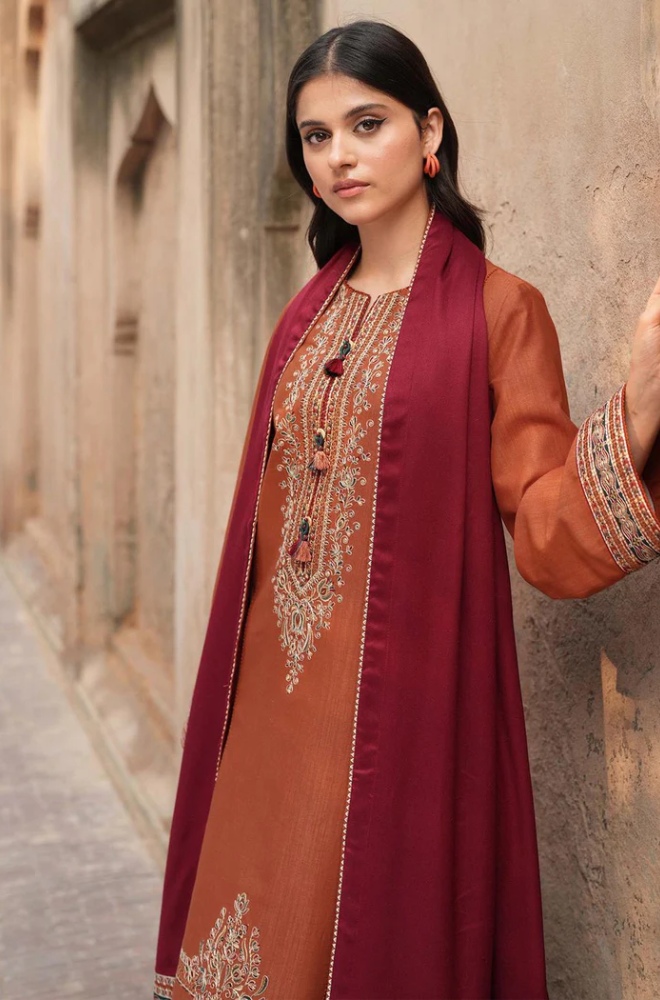 Jazmin - 3PC Unstitched Dhanak Embroidered Suit - US147