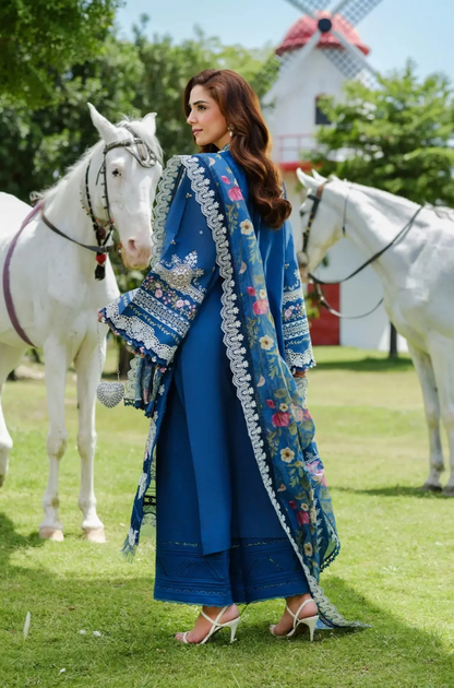 Elaf - 3PC Unstitched Lawn Embroidered Suit - UA252
