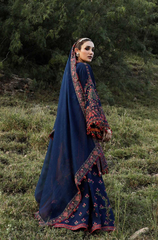 Hussain Rehar - 3PC Unstitched Dhanak Embroidered Suit - UH171