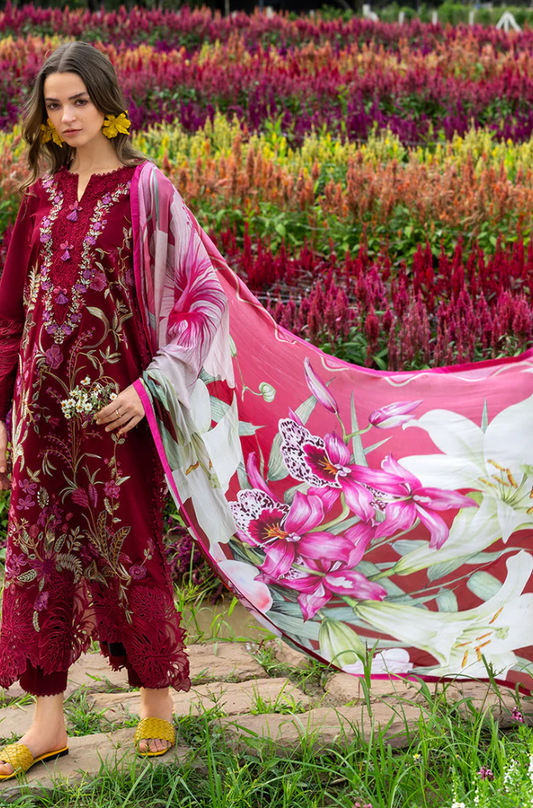 Mushq - 3PC Unstitched Lawn Embroidered Suit - UA309