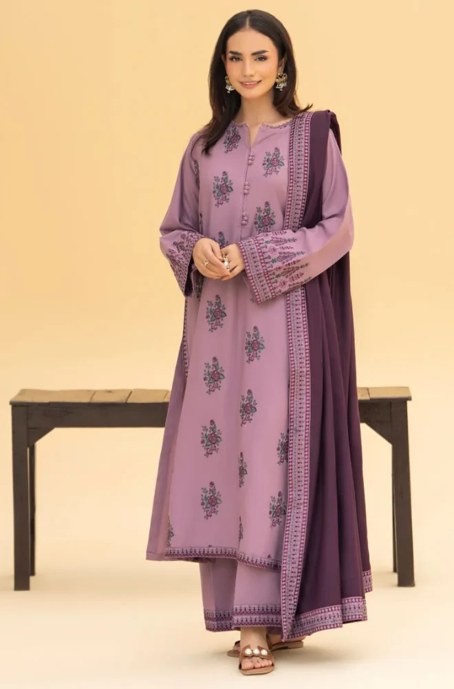 Izel - 3PC Unstitched Dhanak Embroidered Suit - UH321