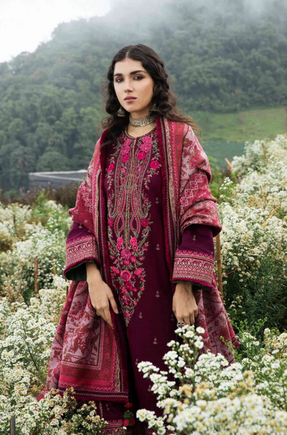 Zara Shahjahan - 3PC Unstitched Dhanak Embroidered Suit - US133