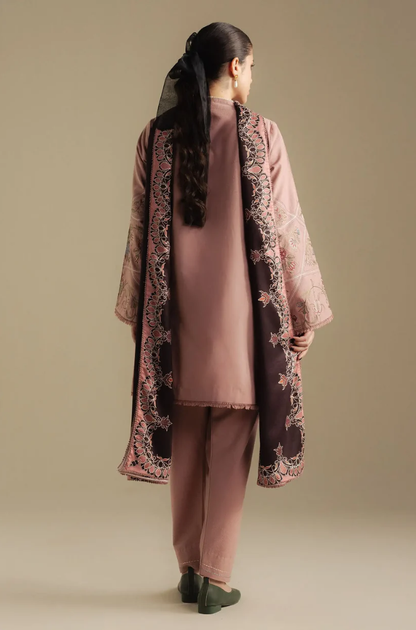 Zara Shahjahan - 3PC Unstitched Dhanak Embroidered Suit - UH281