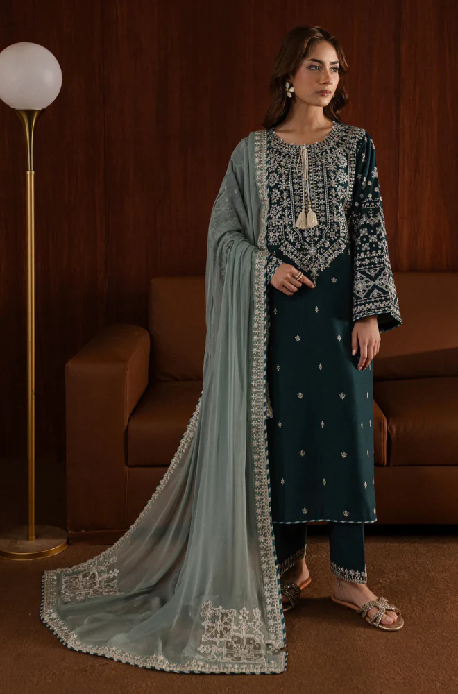 Batik - 3PC Unstitched Lawn Embroidered Suit - UA271