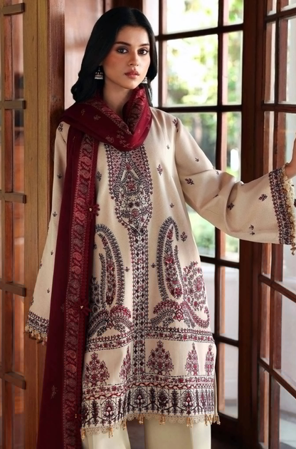 Republic - 3PC Unstitched Lawn Embroidered Suit - UA239