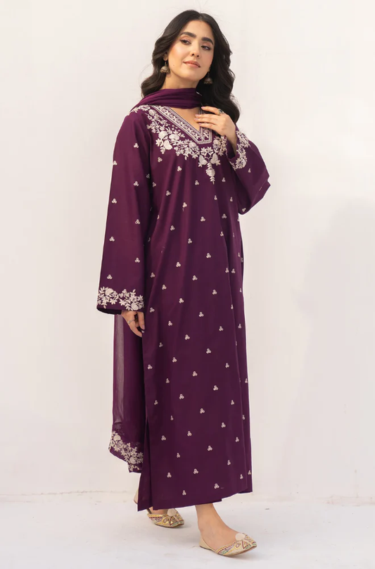 Rozana - 3PC Unstitched Dhanak Embroidered Suit - UH244