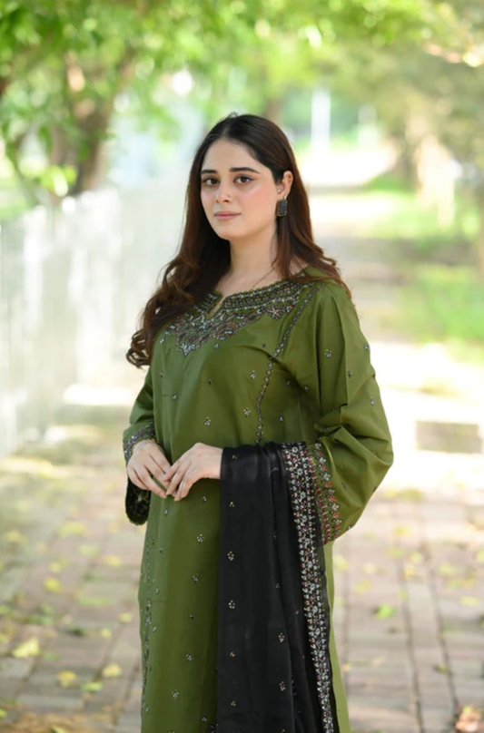 Batik - 3PC Unstitched Lawn Embroidered Suit - UA312