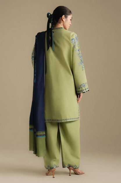 Zara Shahjahan - 3PC Unstitched Dhanak Embroidered Suit - UH280