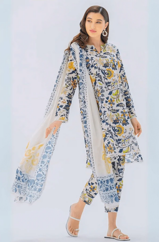3 Piece- Lawn Digital Printed Suit(Unstitched) -UH0187