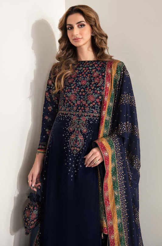 Jazmin - 3PC Velvet Embroidered Suit (Unstitched) - UH236