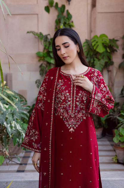 Batik - 3PC Unstitched Lawn Embroidered Suit - UA297
