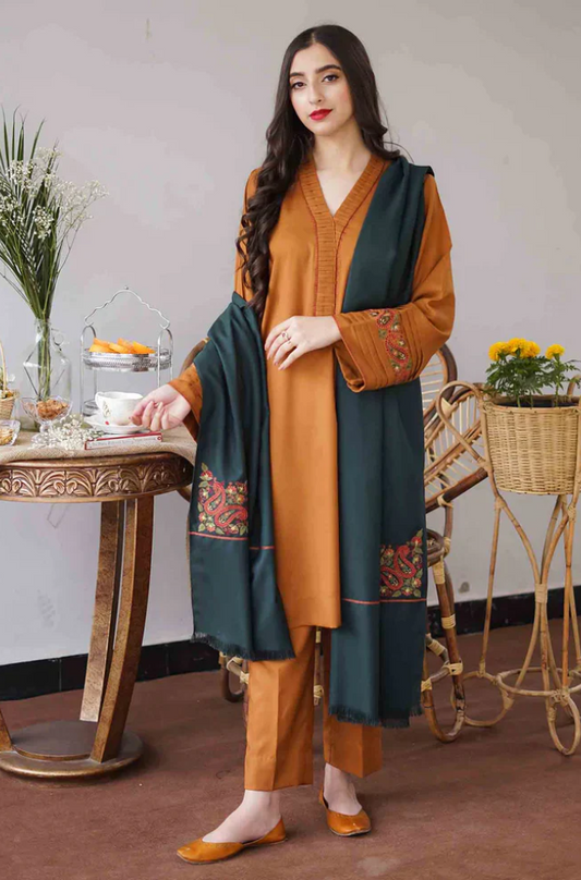 Asling - 3PC Unstitched Dhanak Embroidered Suit - UH165