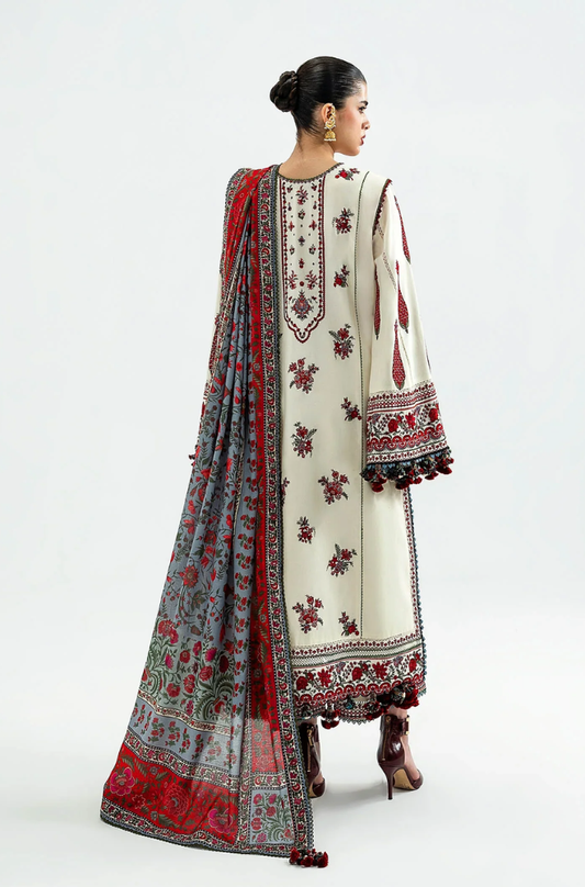 Hussain Rehar - 3PC Unstitched Lawn Embroidered Suit - UA236