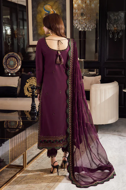 Asim jofa - 3PC Unstitched Dhanak Embroidered Suit - UH318