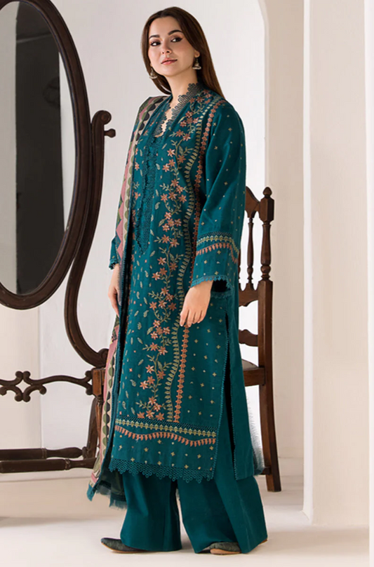 Sobia Nazir - 3PC Dhanak Embroidered Suit (Unstitched) - UH189