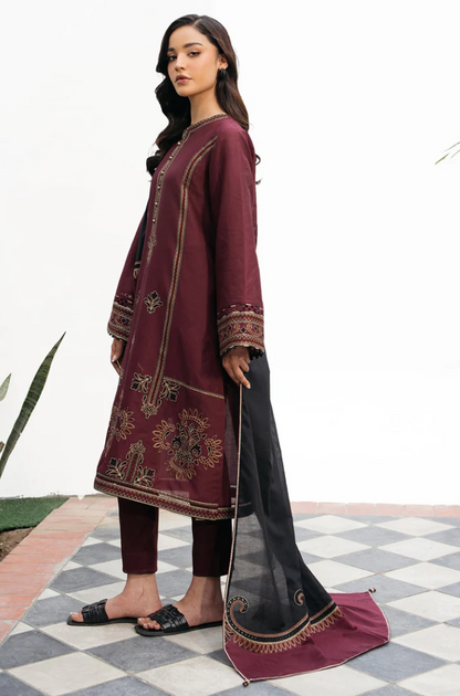 Jazmin - 3PC Unstitched Dhanak Embroidered Suit - US113