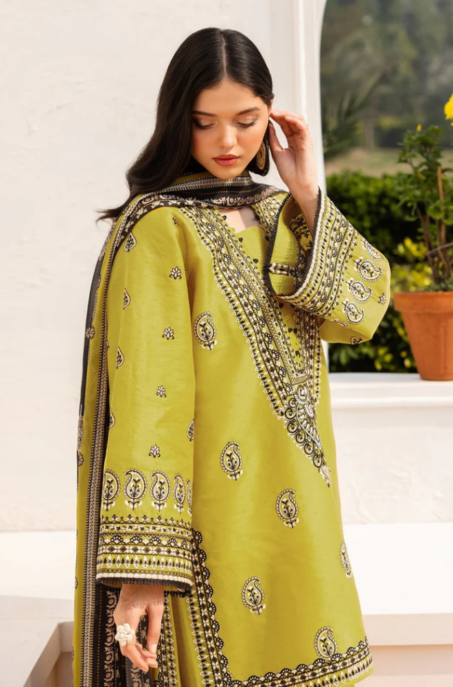 Baroque - 3PC Unstitched Dhanak Embroidered Suit - US121