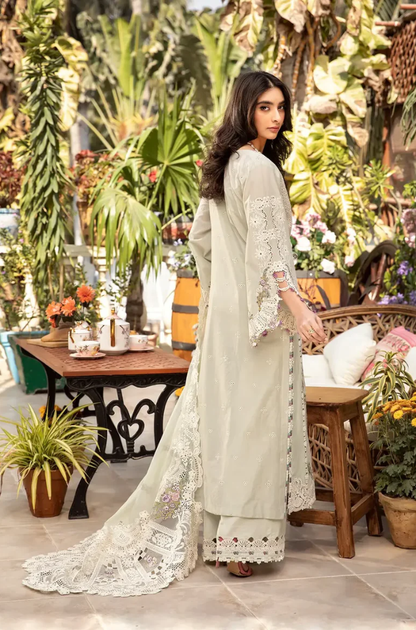 Elaf Premium - 3PC Unstitched Luxury Dhanak Chikenkari Embroidered Suit - UH289