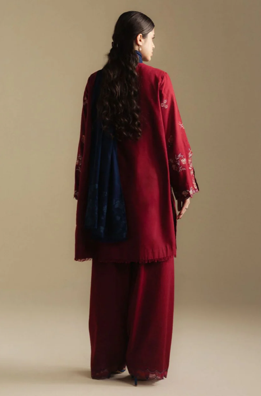 Zara Shahjahan - 3PC Unstitched Dhanak Embroidered Suit - UH271