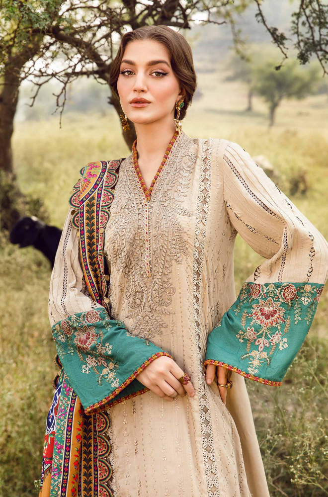 Maria.B - 3PC Lawn Embroidered Suit (Unstitched) - UPJ0178