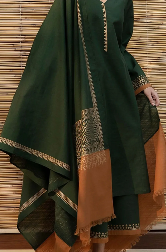 Asling - 3PC Unstitched Dhanak Embroidered Suit - UH164