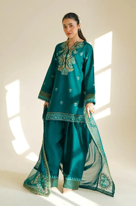 Cross stitch - 3PC Unstitched Lawn Embroidered Suit - UA276