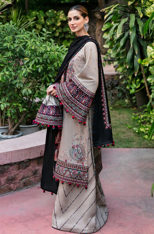 Jazmin - 3PC Unstitched Dhanak Embroidered Suit - UH258