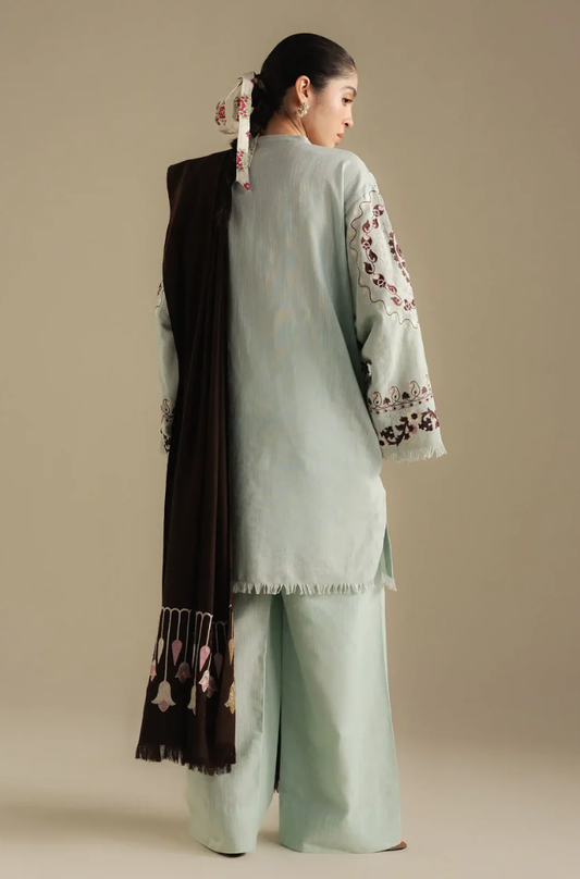 Zara Shahjahan - 3PC Unstitched Dhanak Embroidered Suit - UH274