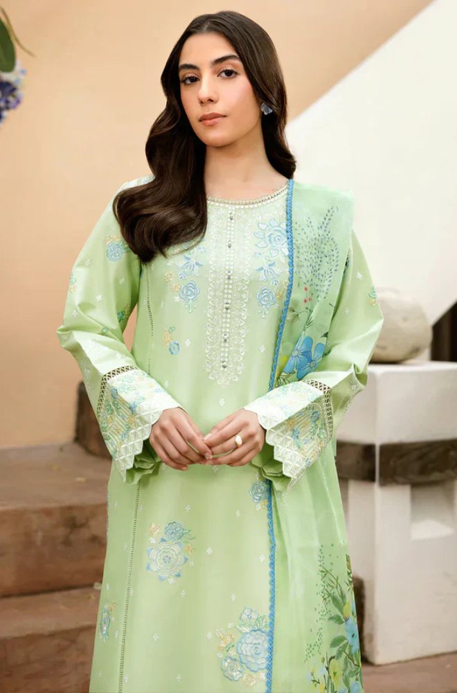 Farasha- 3PC Lawn Embroidered( Unstitched) Suit - UPJ0163