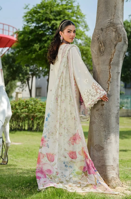 Elaf Premium - 3PC Unstitched Lawn Embroidered Suit - UA269