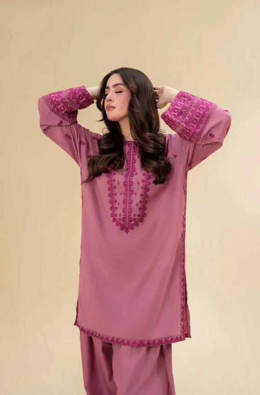 Sapphire - 2PC Dhanak Embroidered Suit (Unstitched) - US204