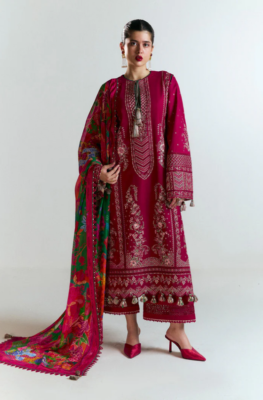 Hussain Rehar  - 3PC Unstitched Dhanak Embroidered Suit - US143