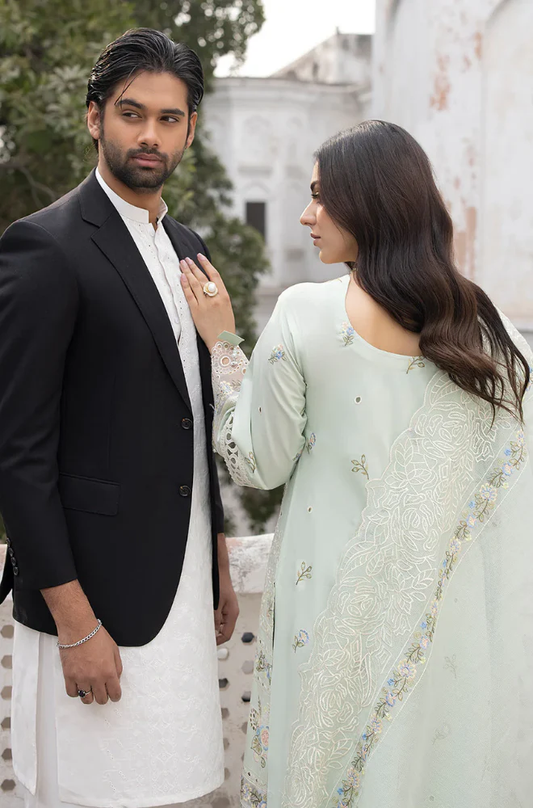 Mahnur - 3PC Unstitched Lawn Chikenkari Embroidered Suit - UA285