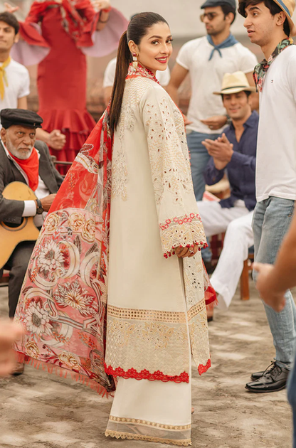 Mushq - 3PC Unstitched Lawn Embroidered Suit - UA247