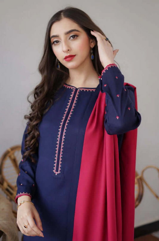 Asling - 3PC Unstitched Dhanak Embroidered Suit - UH161