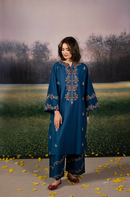 Urge - 2PC Dhanak Embroidered Suit (Unstitched) - US206
