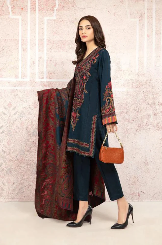Sapphire  - 3PC Unstitched Dhanak Embroidered Suit - UH251