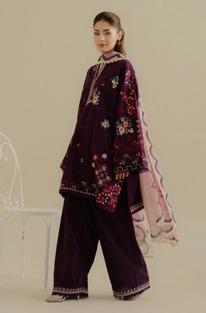 Zara Shahjahan - 3PC Unstitched Dhanak Embroidered Suit - US130