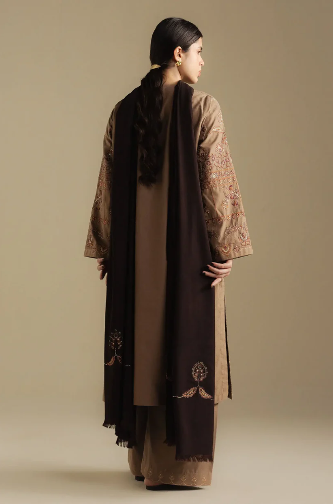 Zara Shahjahan - 3PC Unstitched Dhanak Embroidered Suit - UH285