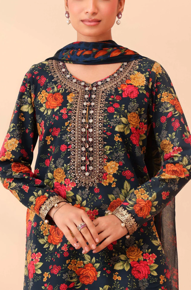 Maria B - 3PC Khaddar Digital Printed Suit (Unstitched) - UH304